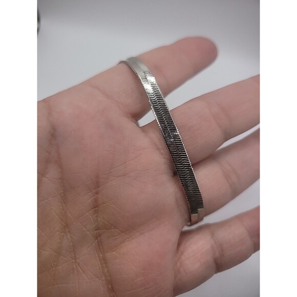 Vintage Silver Tone Bracelet Smooth Link Jewelry Costume - Picture 4 of 11